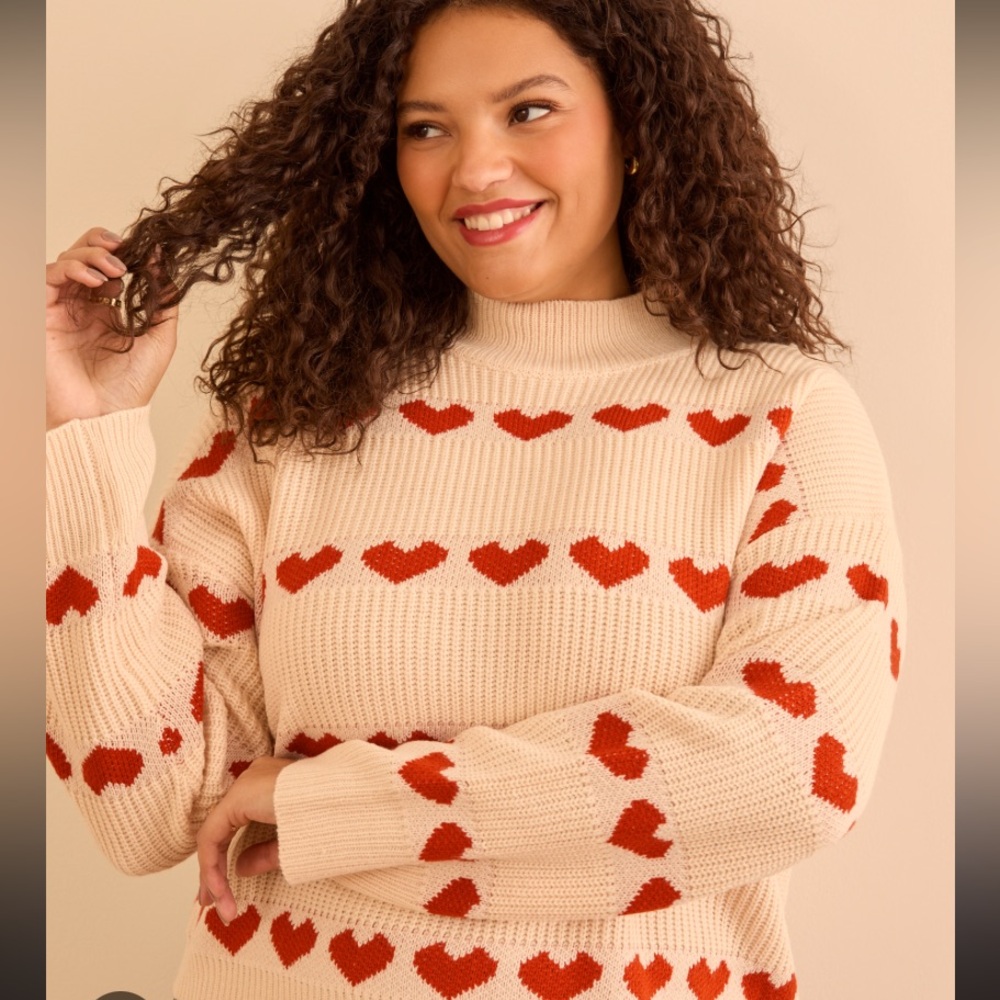Arula Heart Fair Isle Sweater 1X A NWT